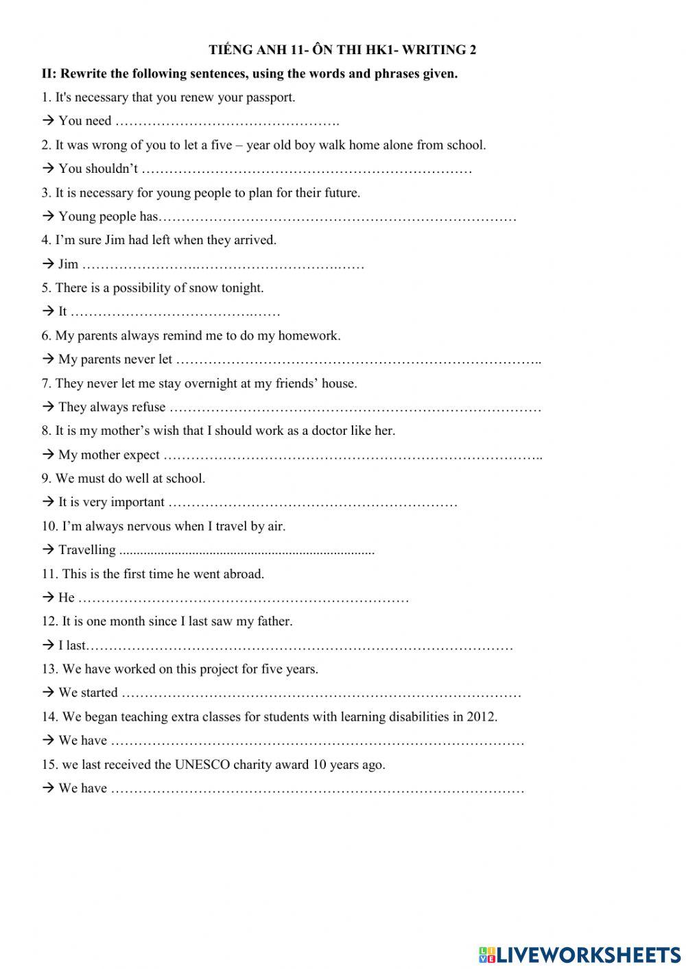 Ôn thi hk1 e11 writing 2