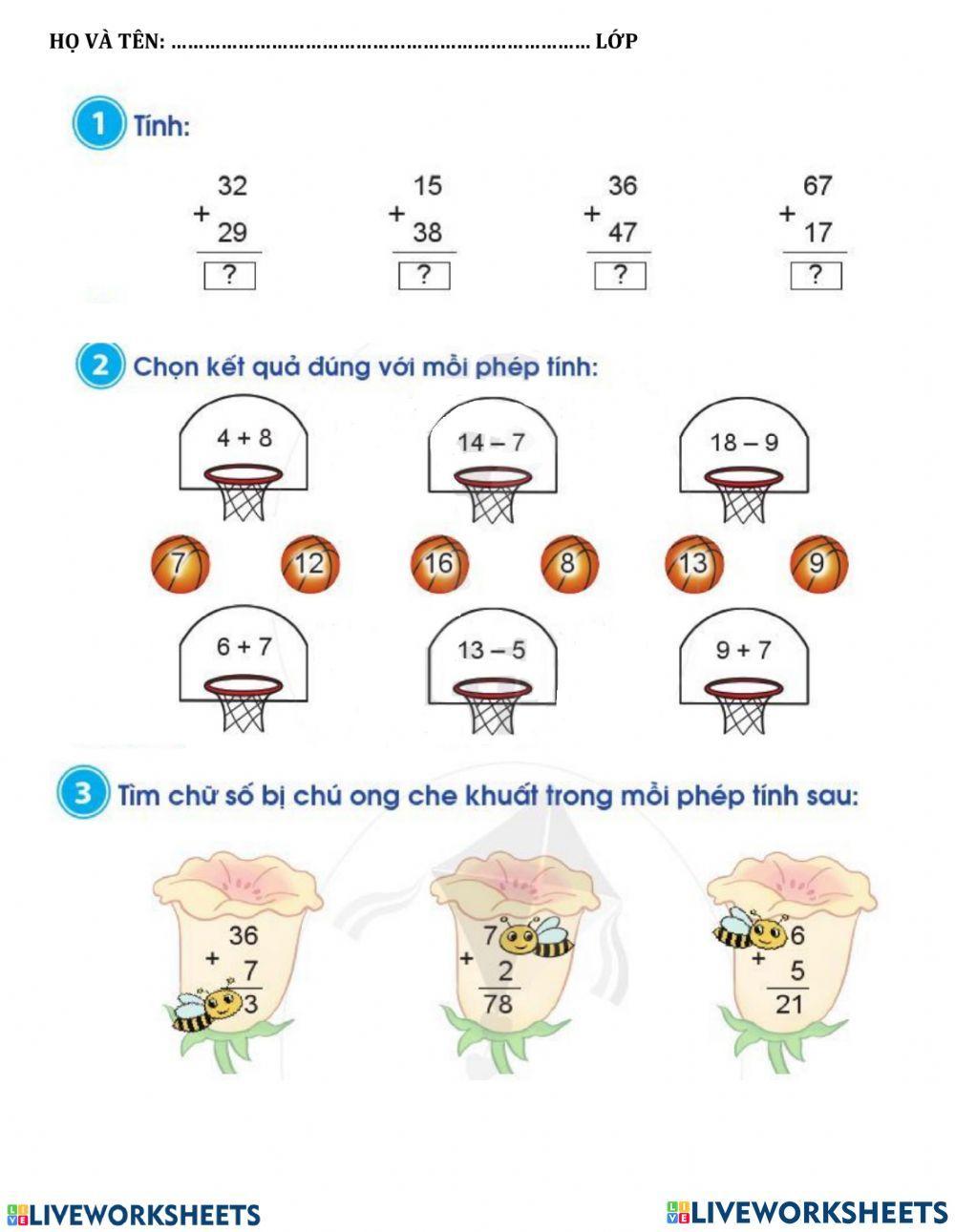 Ôn cộng trừ có nhớ