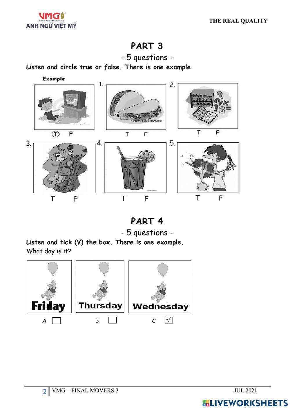 Final Test - Peafowl M3 - Listening