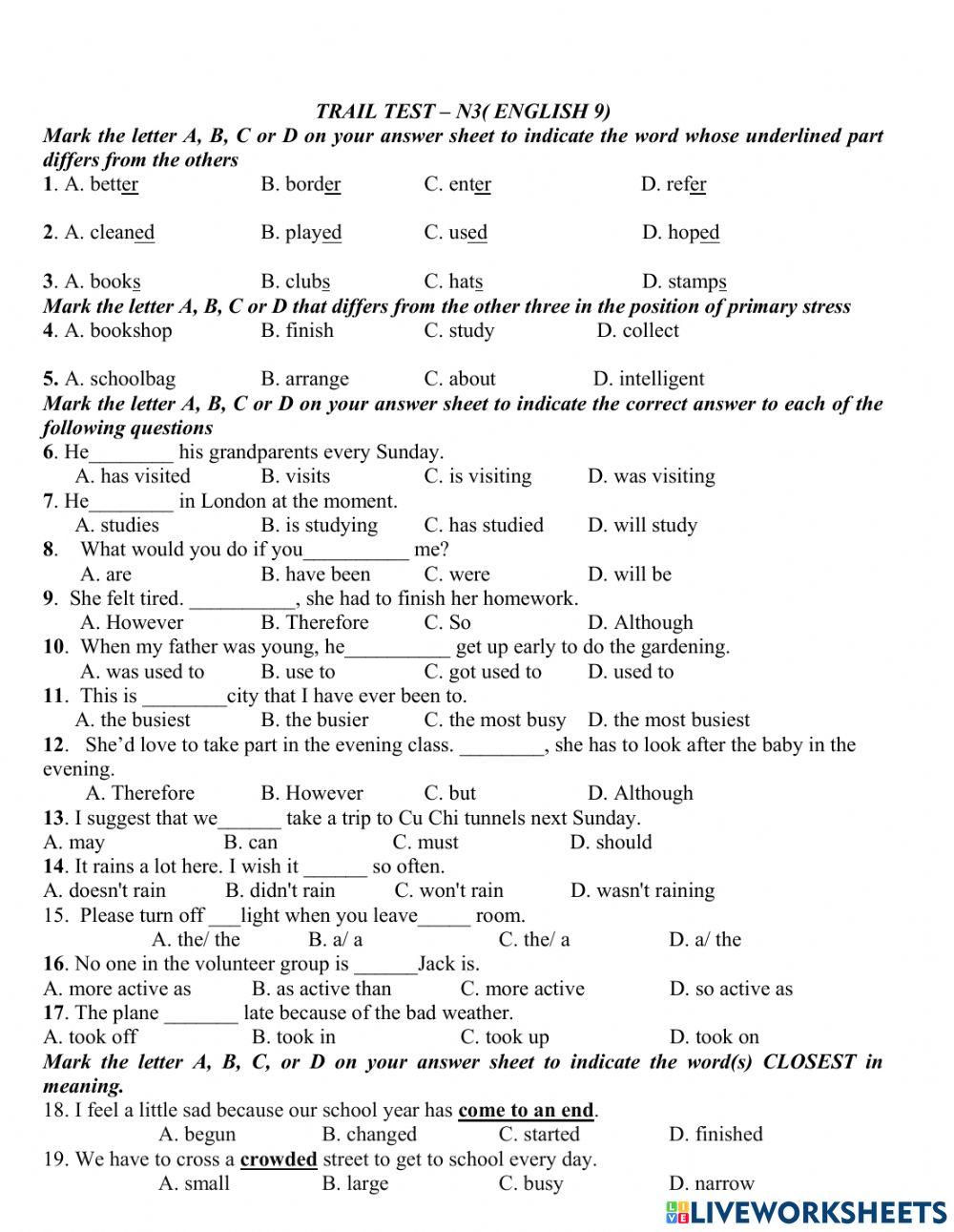 Trail the 1st term test -e9