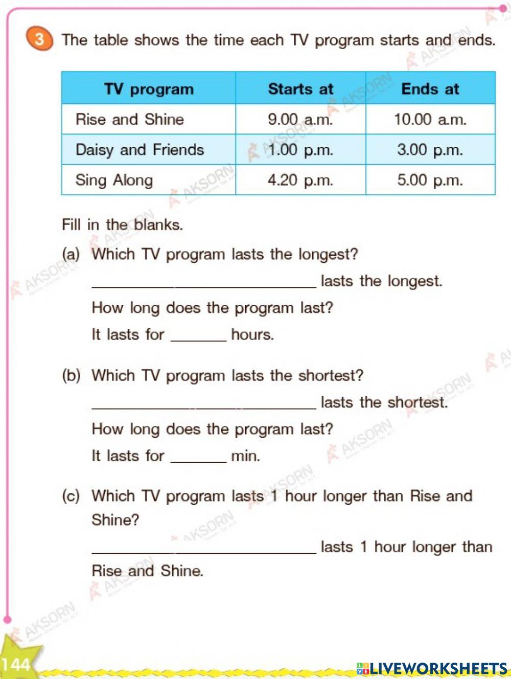 Y2 Math Unit 10: Time - Page 144