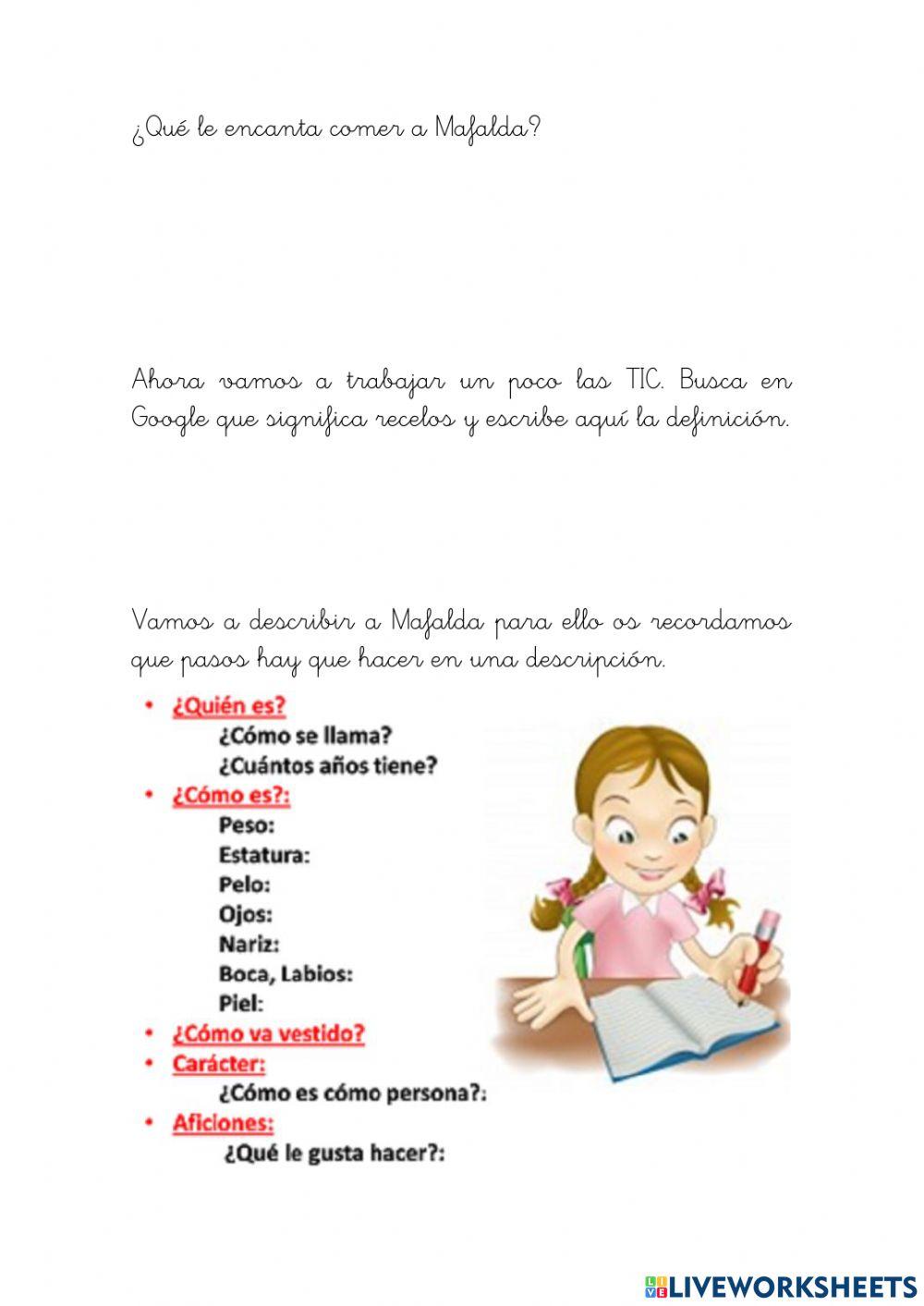 Comprensión lectora Mafalda