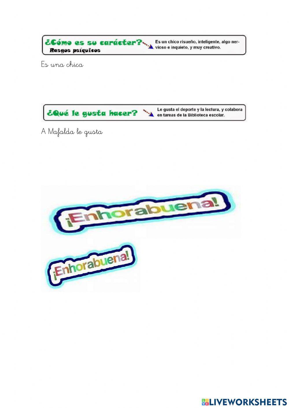 Comprensión lectora Mafalda