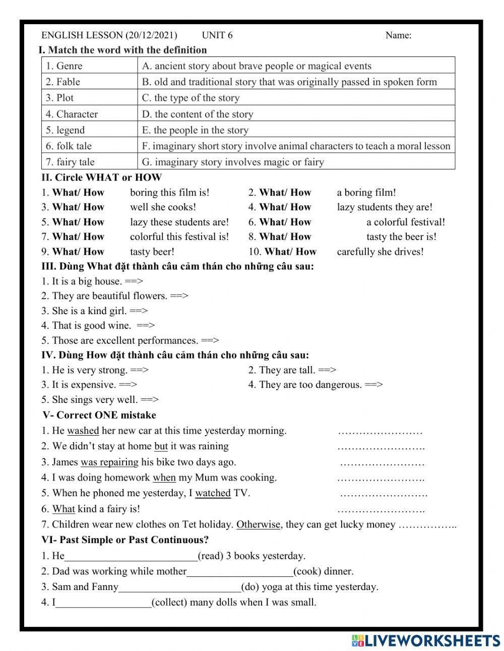 Grade 8- Unit 6 (Pre-Inter)