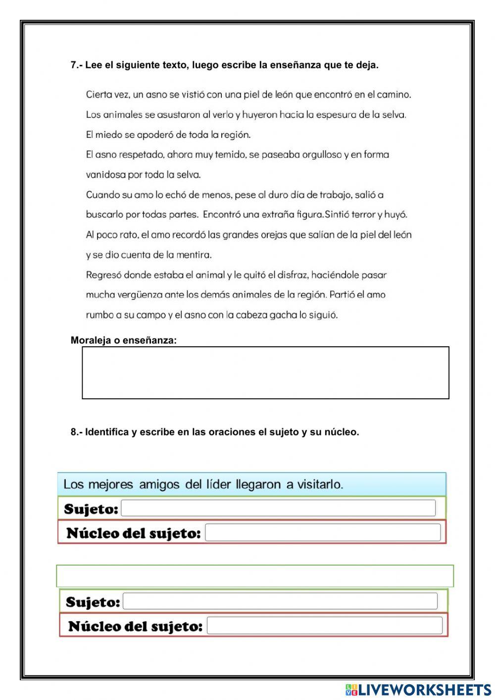 Examen bimestral de comunicación