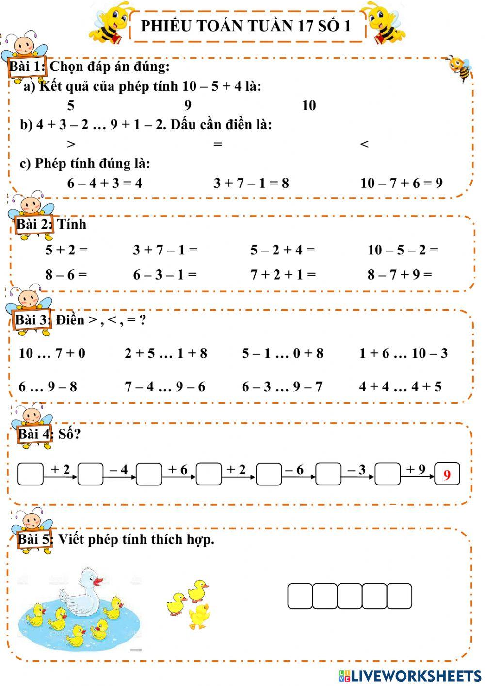Toán tuần 17 số 1