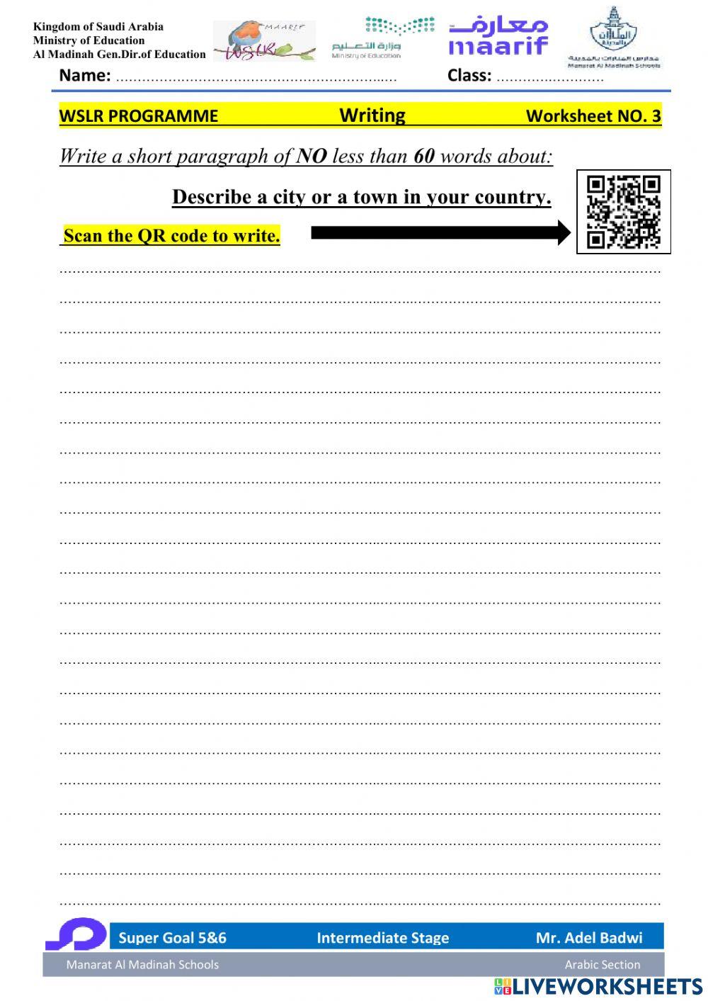 Super Goal 5&6 Writing 3