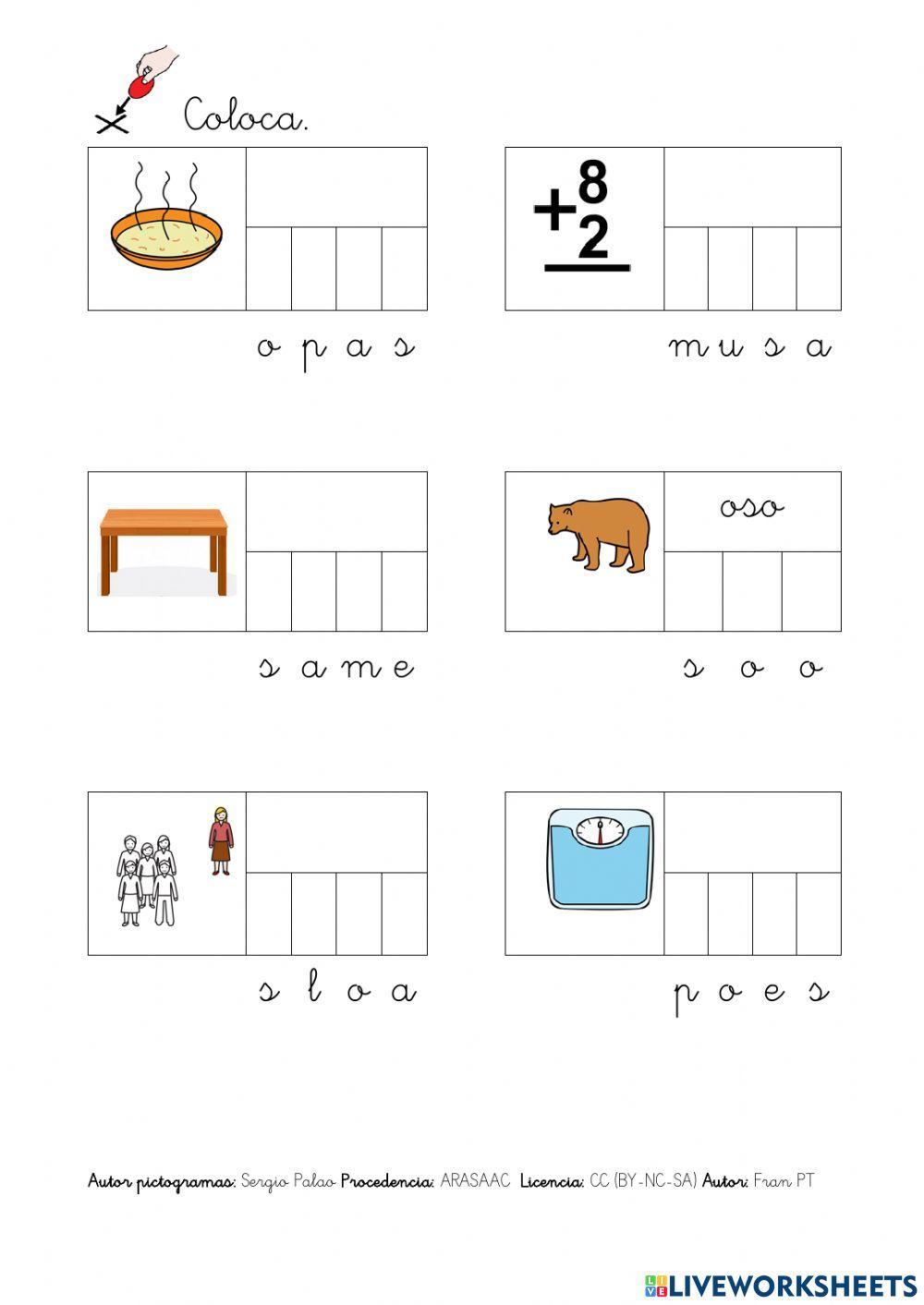 Escribir palabras con s.