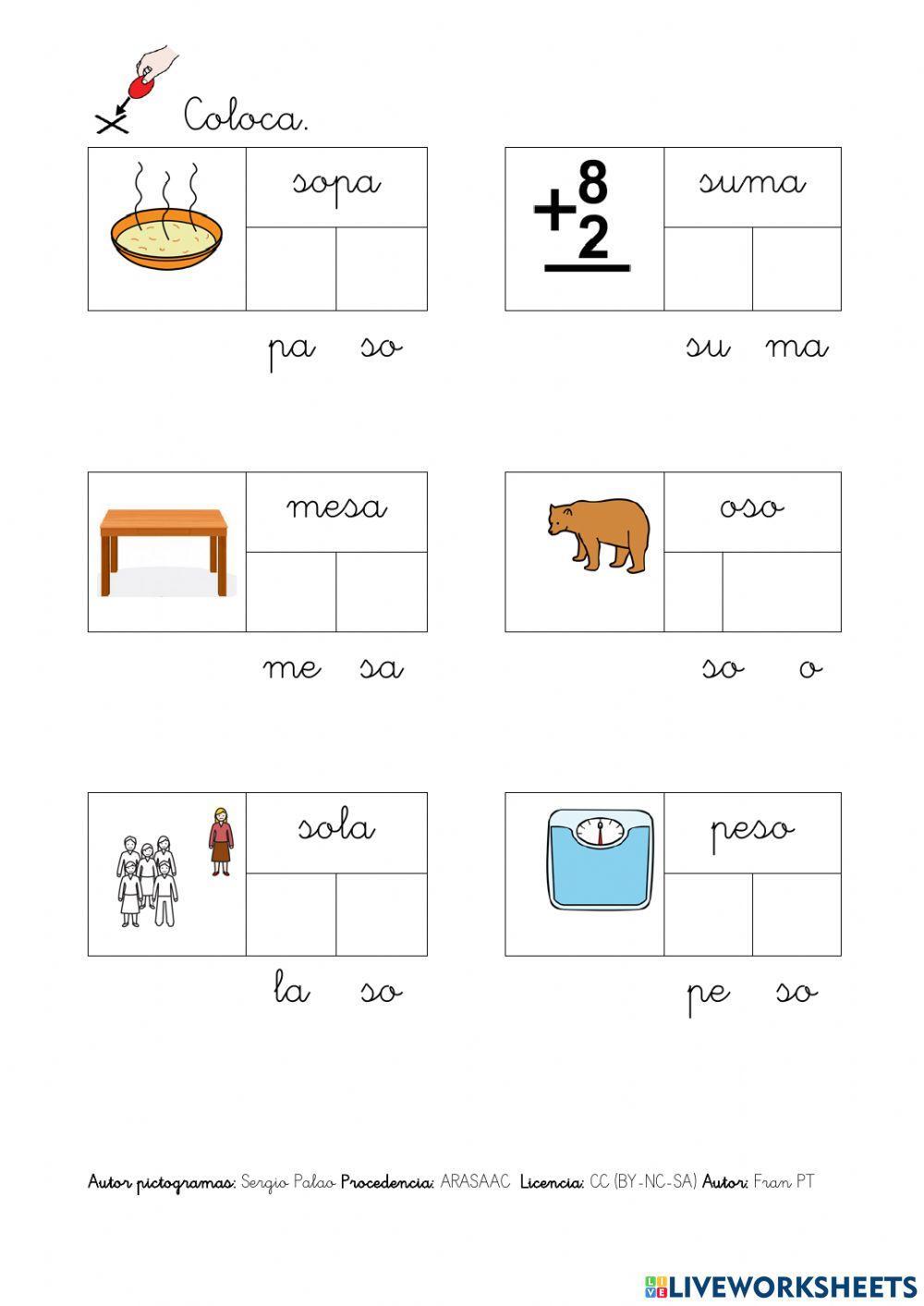 Escribir palabras con s.