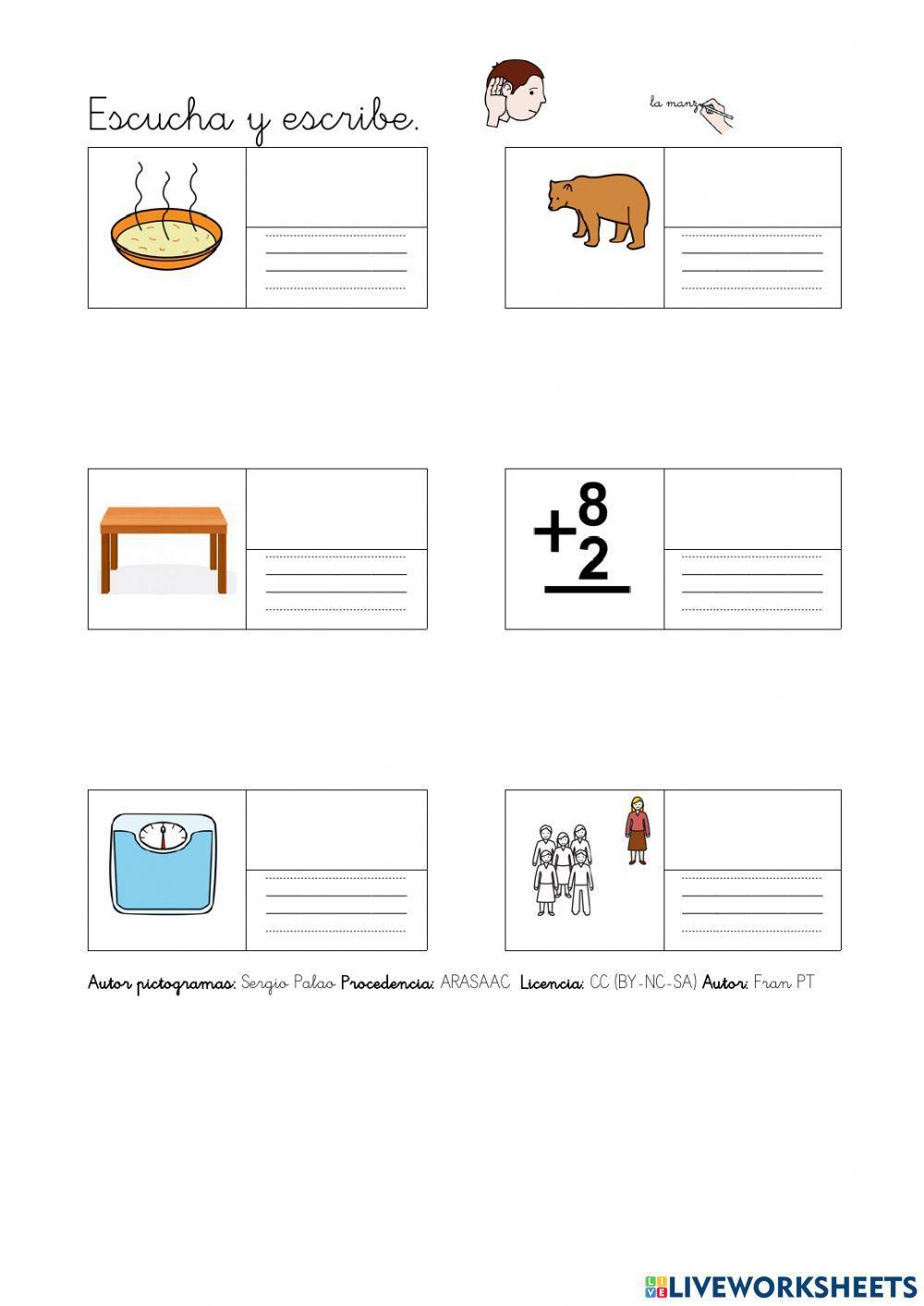 Escribir palabras con s.