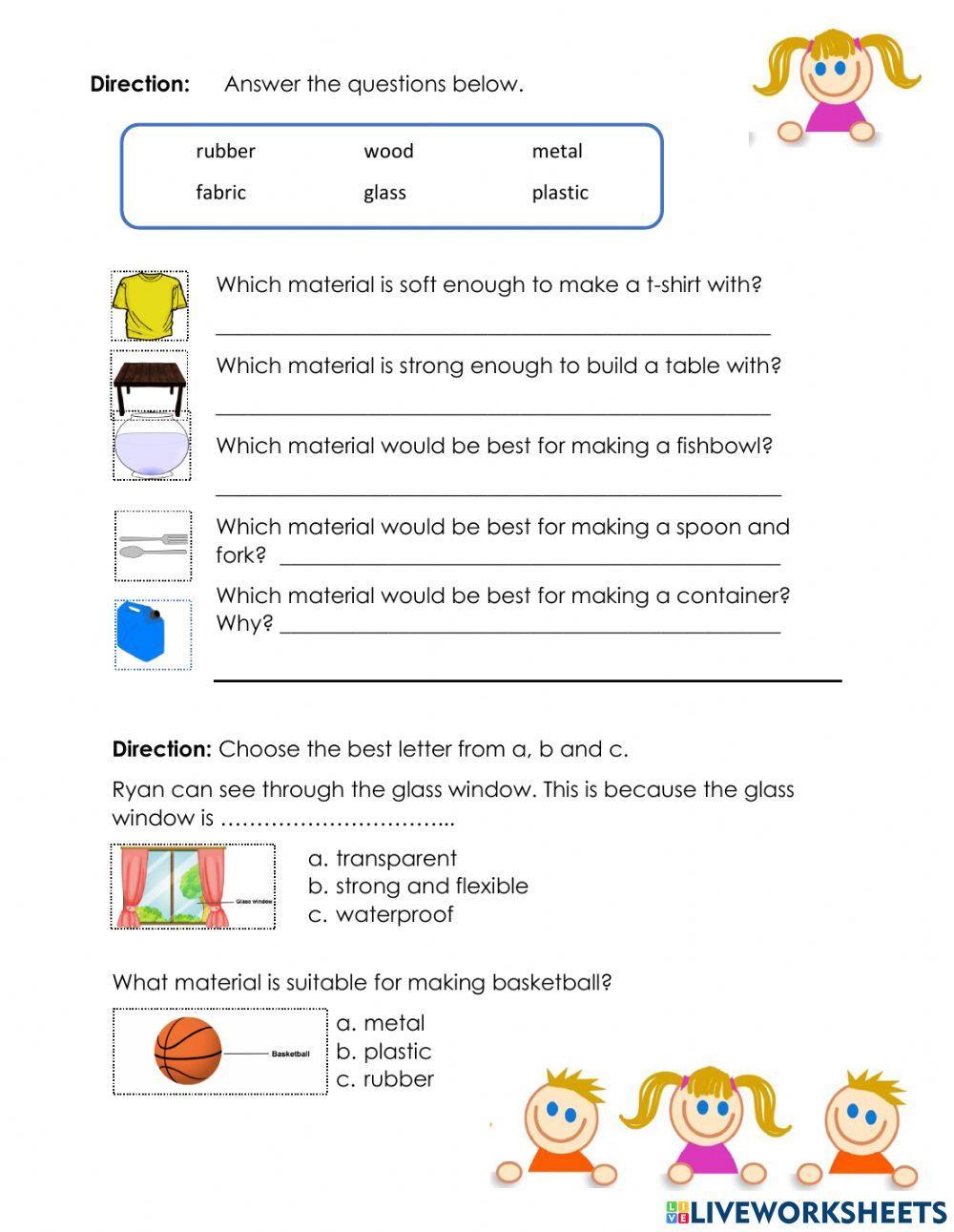 Materials and their properties.