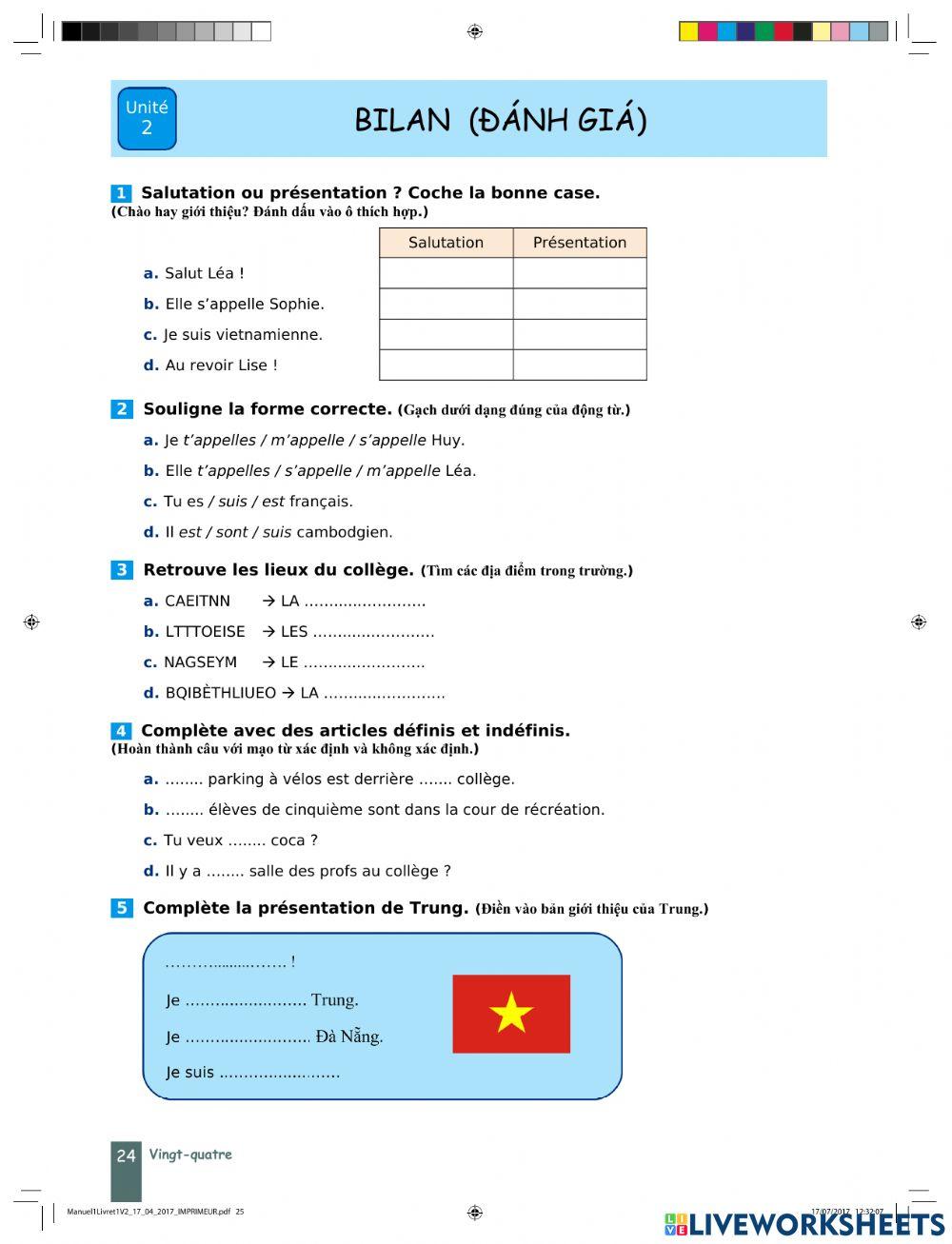 Bilan à la page 24 dans la manuel Netado