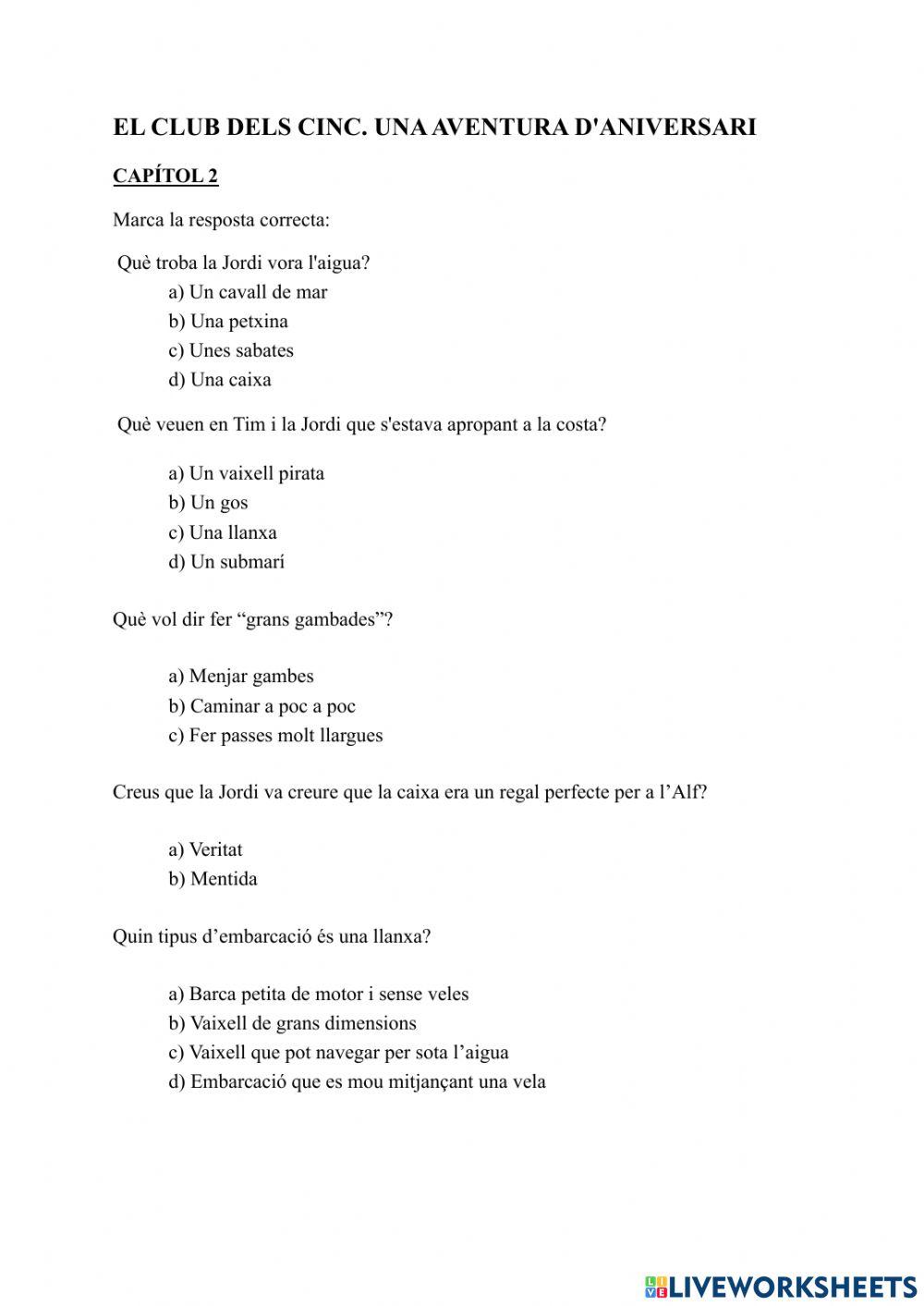 El club dels cinc. Una aventura d'aniversari. cap 2