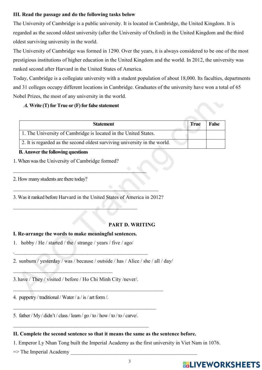 Grade 7 final first term test 1