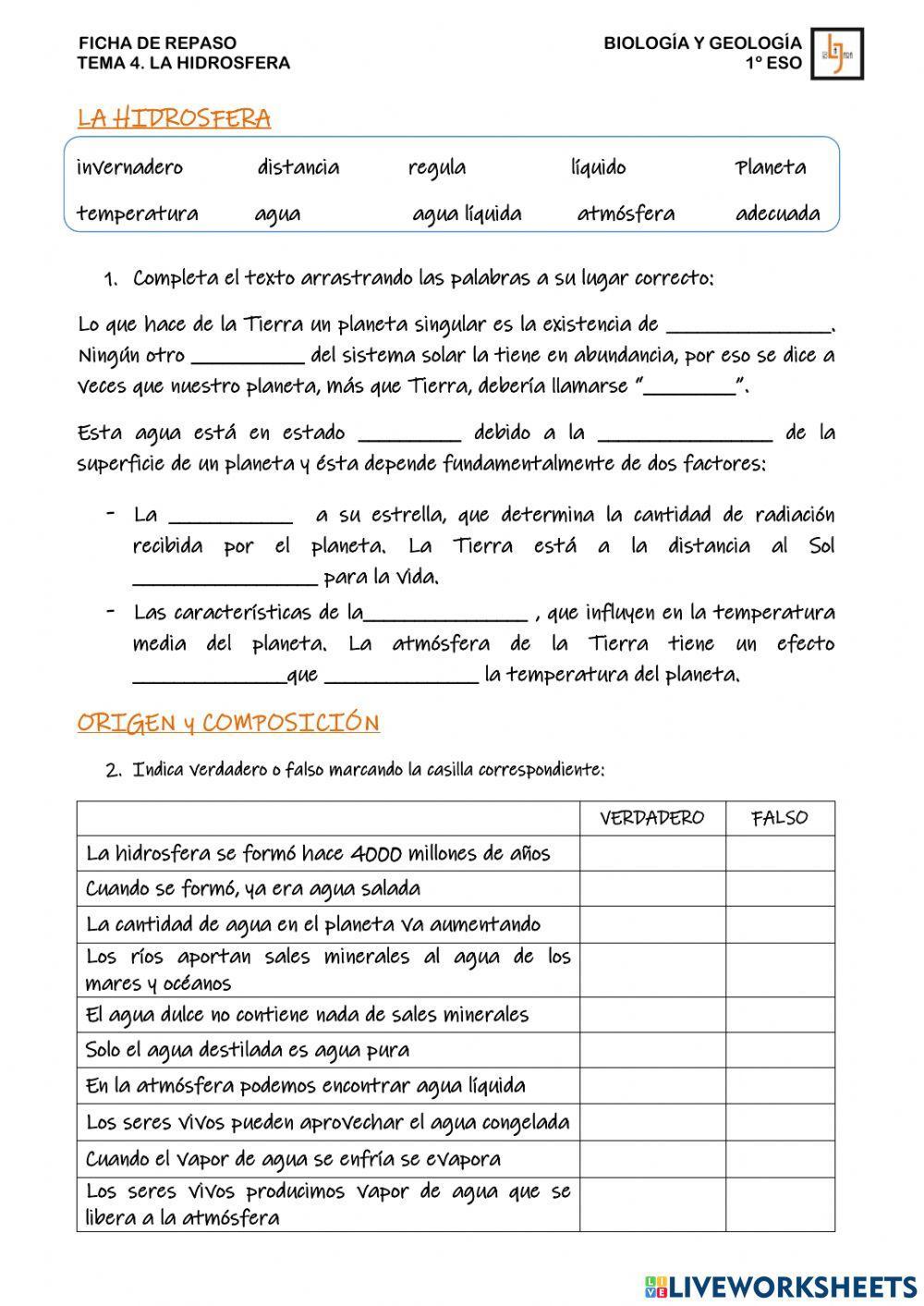 La hidrosfera 1º ESO