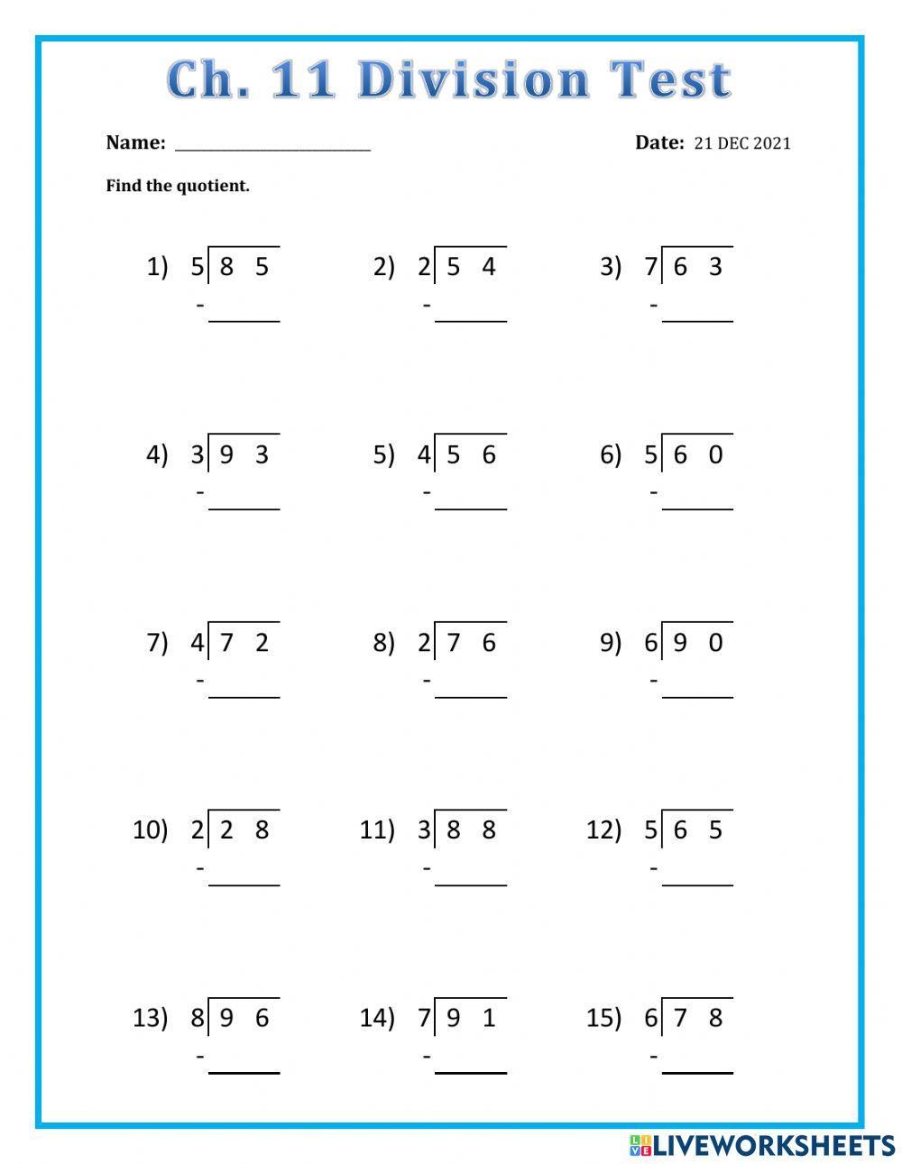 Ch.11 Division test