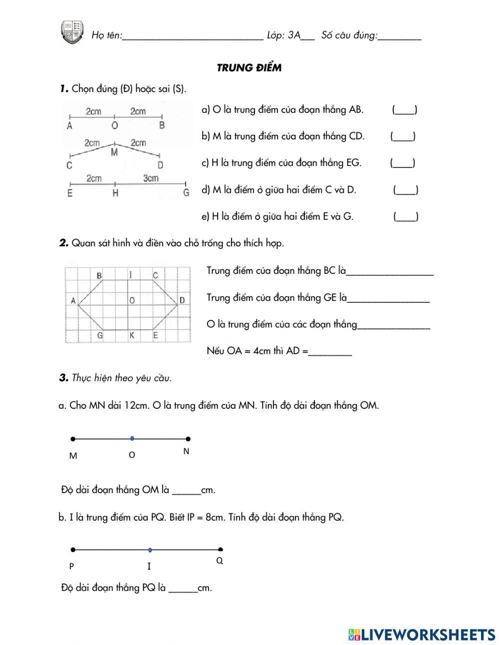 Phiếu ôn tập Trung điểm