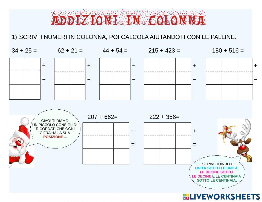 Addizioni in colonna