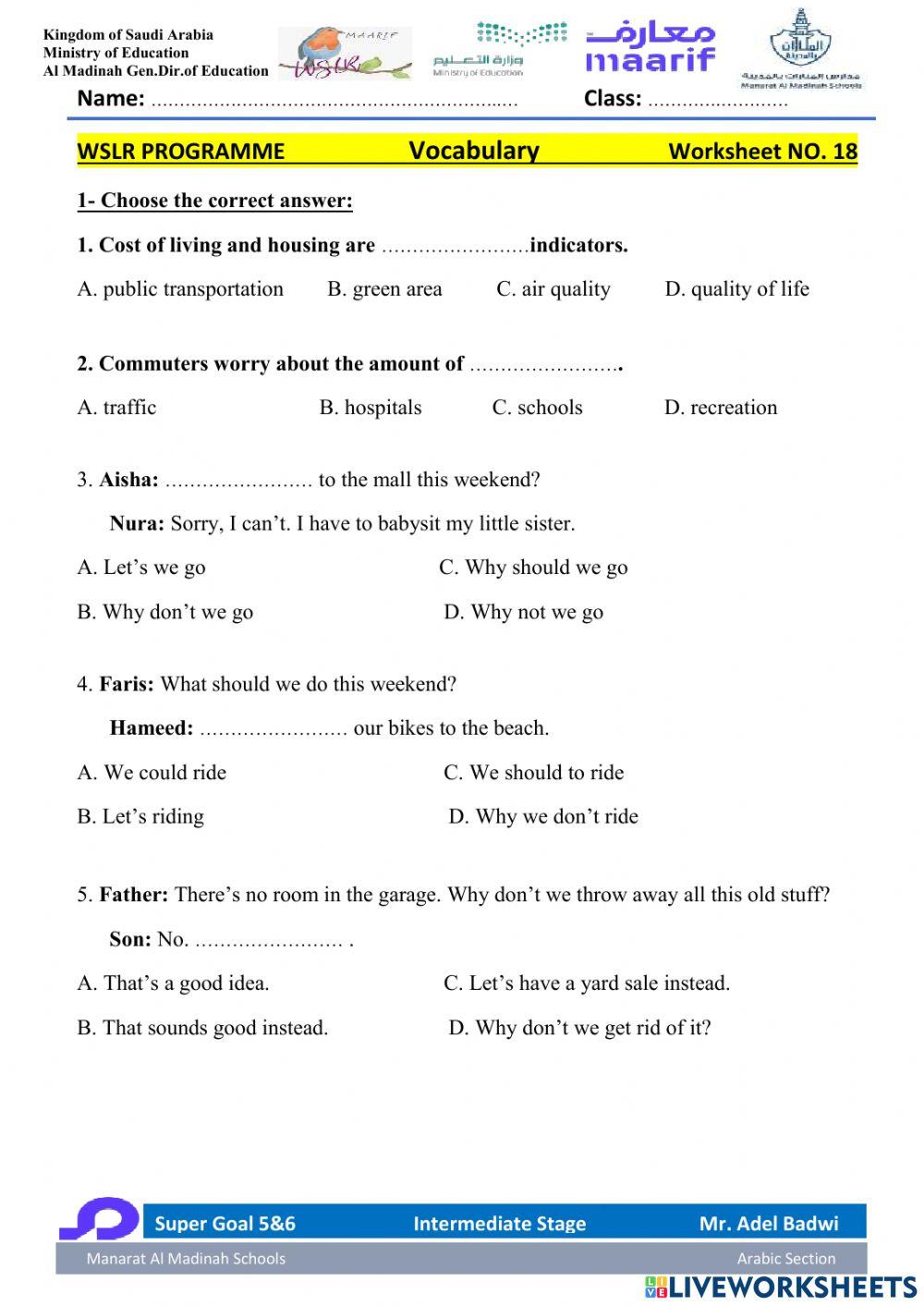 Super Goal 5&6 Vocabulary 2