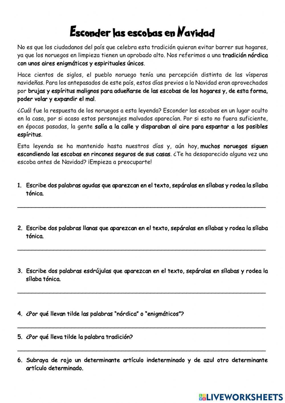 Tradiciones navideñas, determinantes y reglas de acentuación