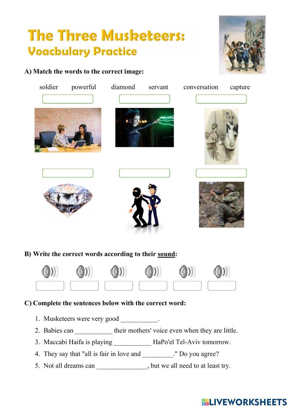 The Three Musketeers (lavel 1 ECB) Vocabulary