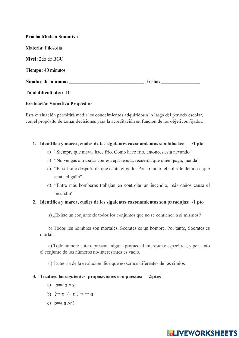 Examen de filosofia segundo Examen de filosofia segundo