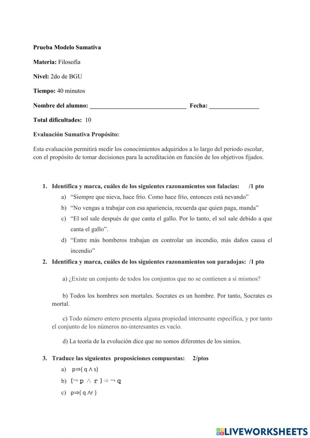 Examen de filosofia segundo