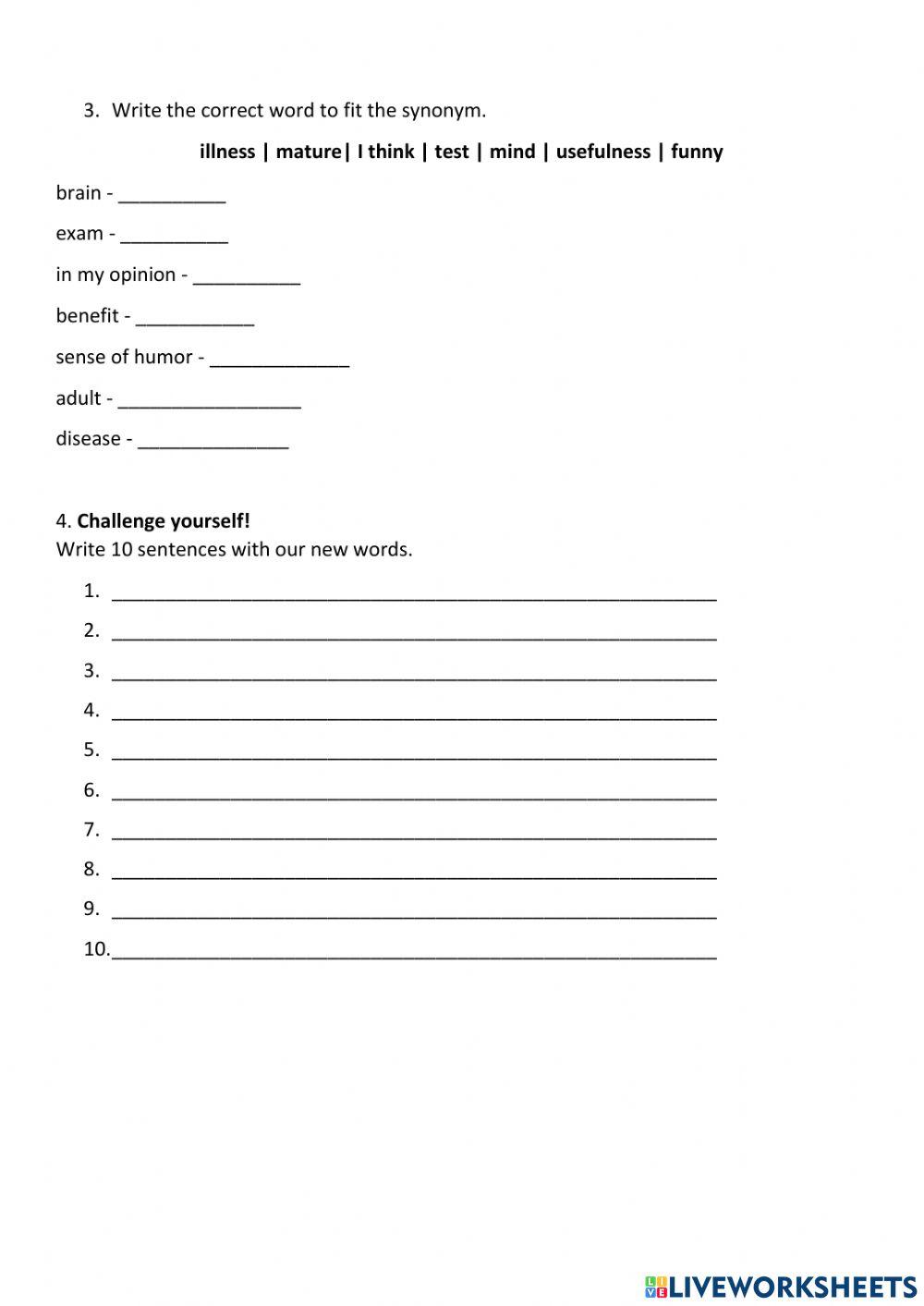 Just Thinking Vocabulary Worksheet Pages 39 - 40