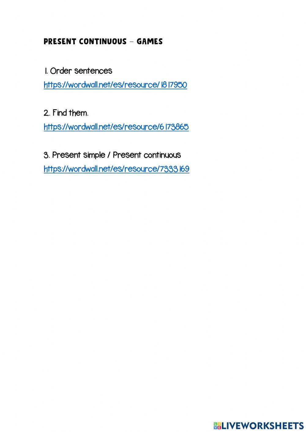 Wordwall games p cont online exercise for live worksheets