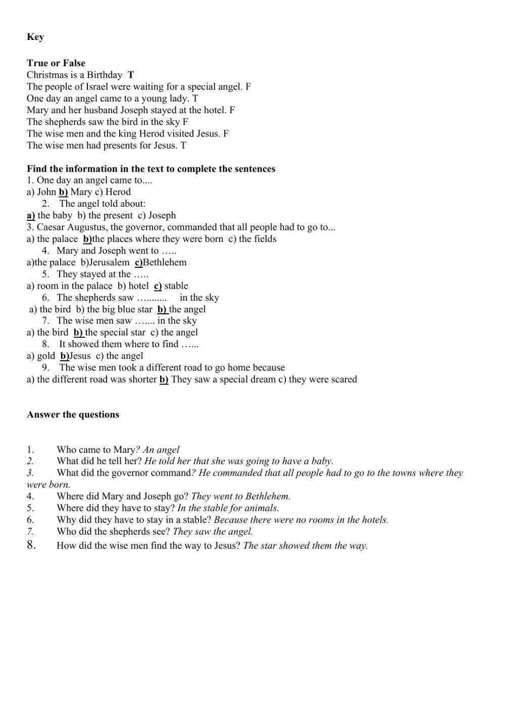 The First Christmas. Past Simple