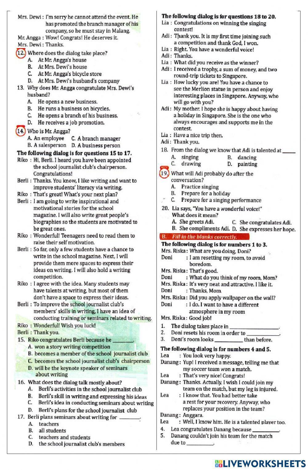 Penilaian Harian Bersama 1 Kelas 9 Semester Gasal 2021-2022