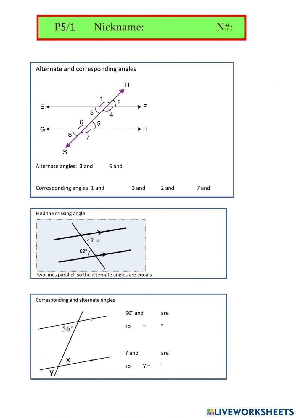 Alternate and corresponding angles