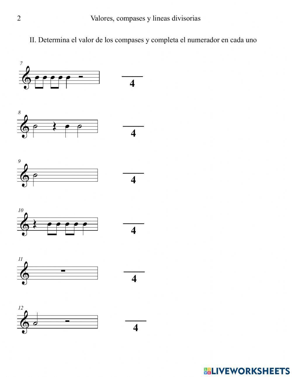 Valores, compases y líneas divisorias
