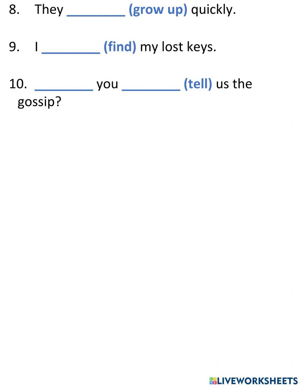 VERB SENTENCE JAN 3rd