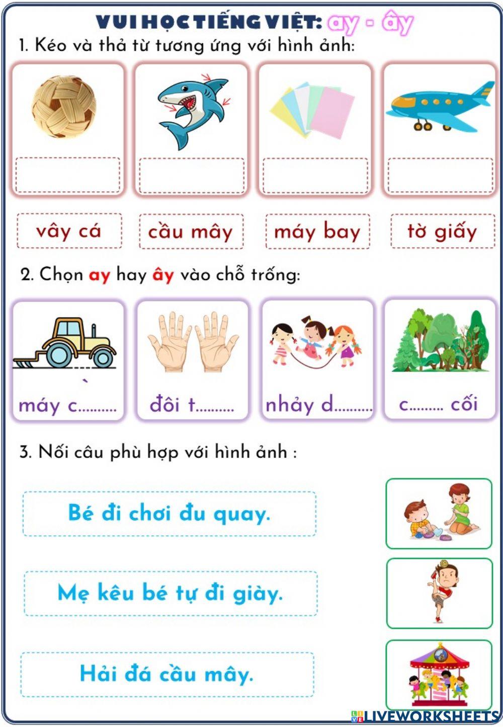 Phiếu ôn tập ay, ây