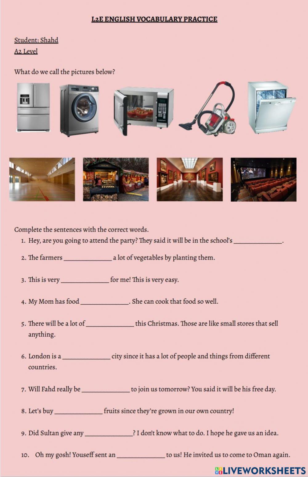 L2E Vocabulary Practice A2 Shahd Part 2