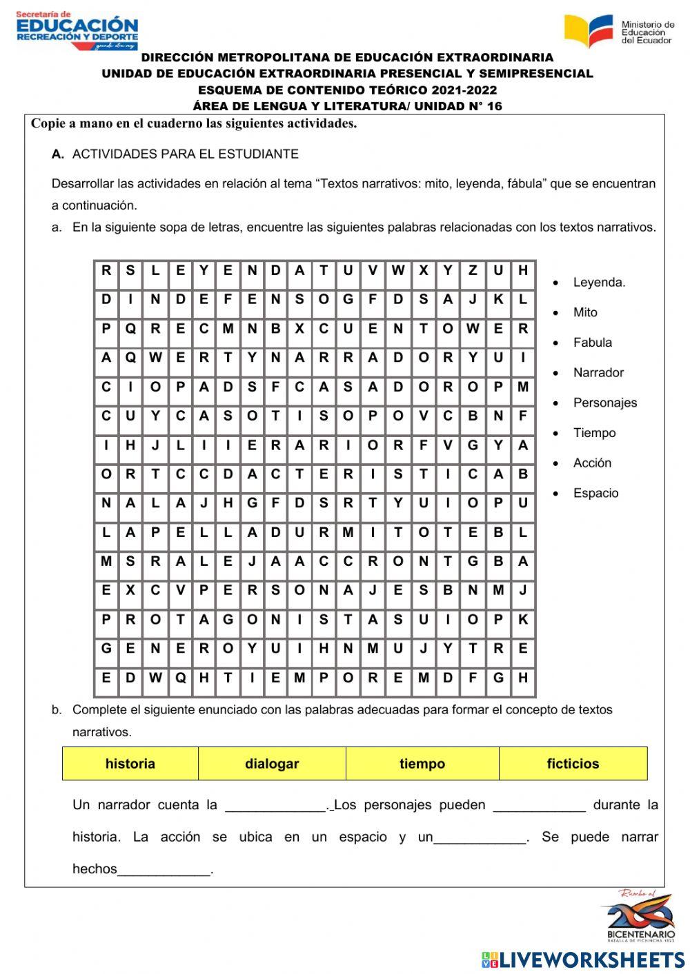 16. Textos narrativos