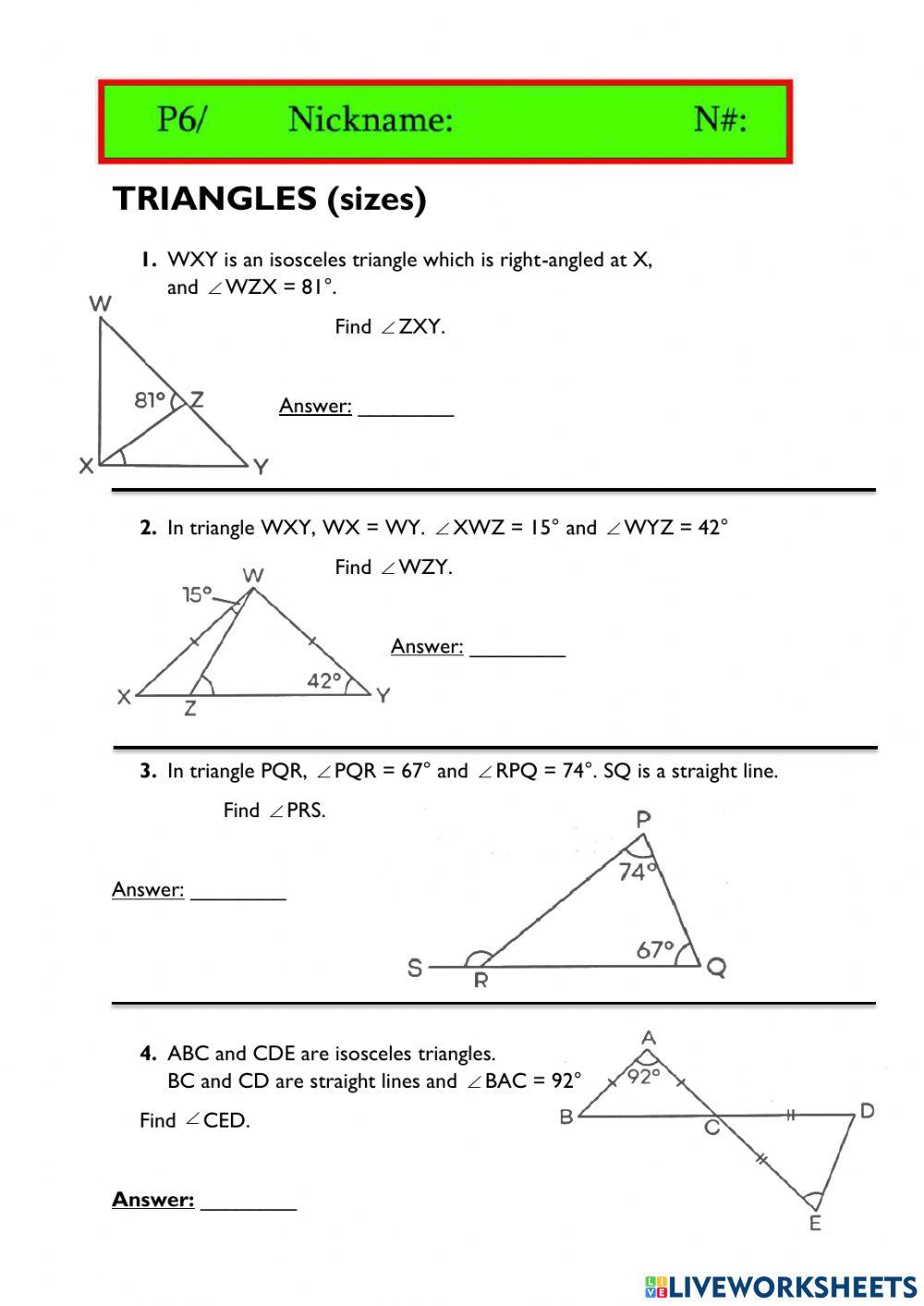 Triangles: find the angle 02
