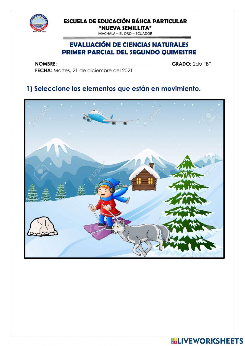 Evaluación de ciencias natturales