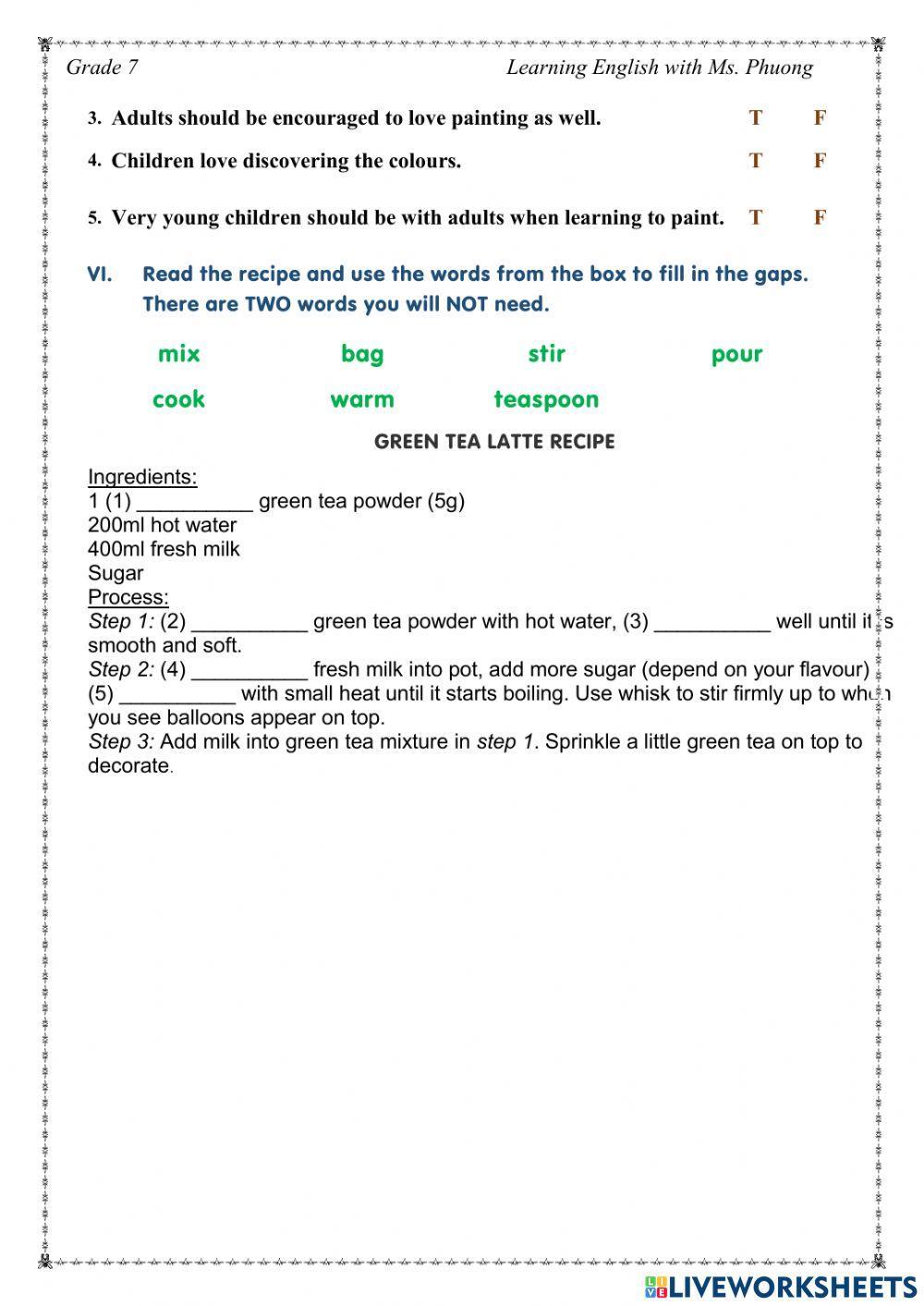 English 7 - Unit 5 - Test 2