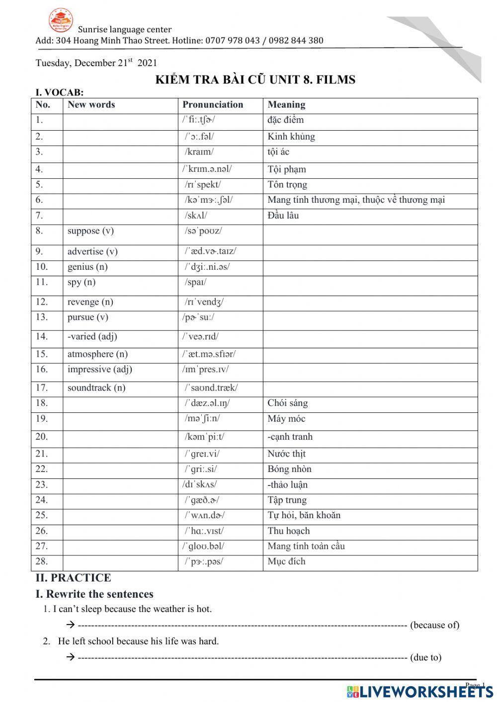 Unit 8 Mai Lan Hương