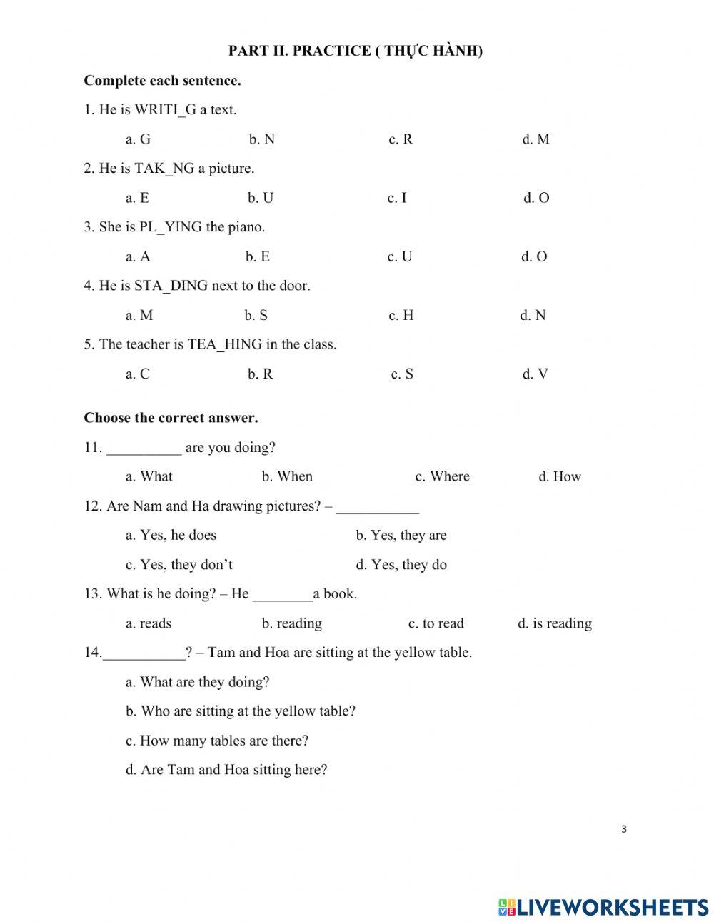 Tiếng Anh 4 Present continuous ôn tập