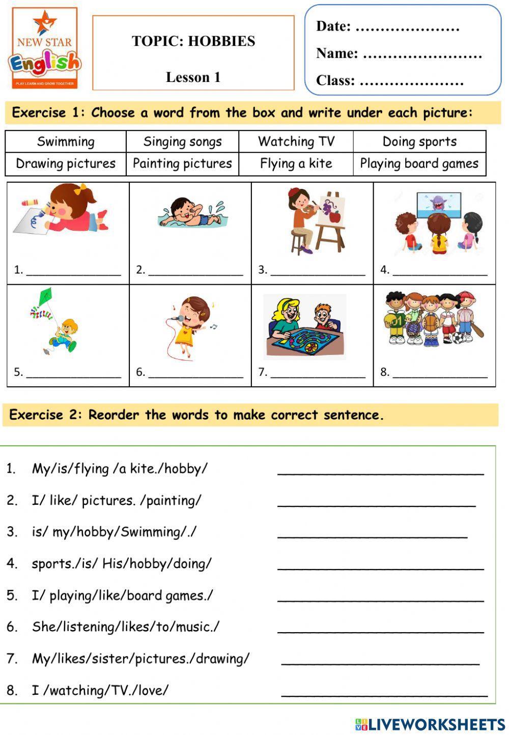 1748092 Vi 17 Hobbies Lesson 1 JennyNewstar 1748092 Vi 17 Hobbies Lesson 1 JennyNewstar