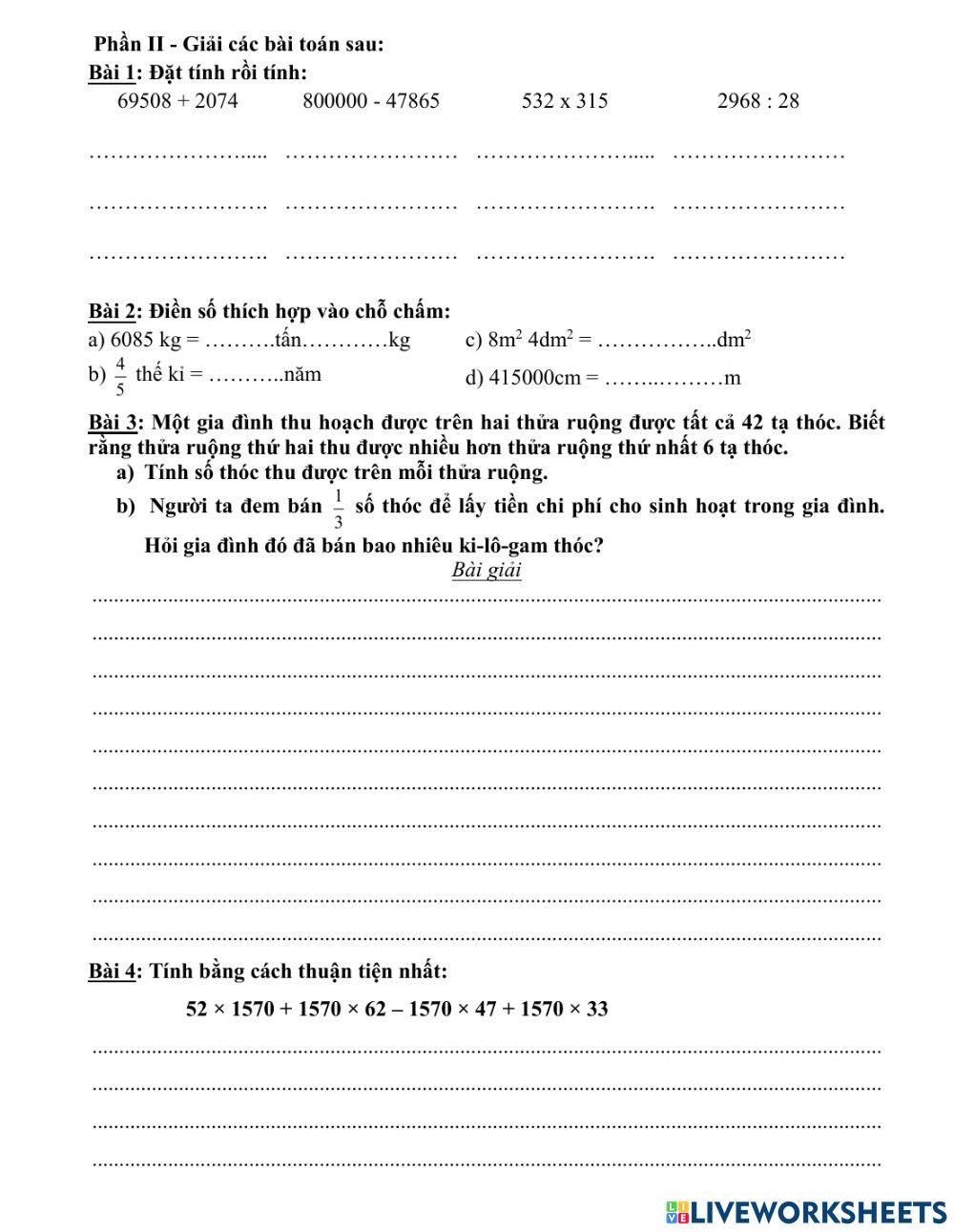 Ôn tập toán cuối kì 1