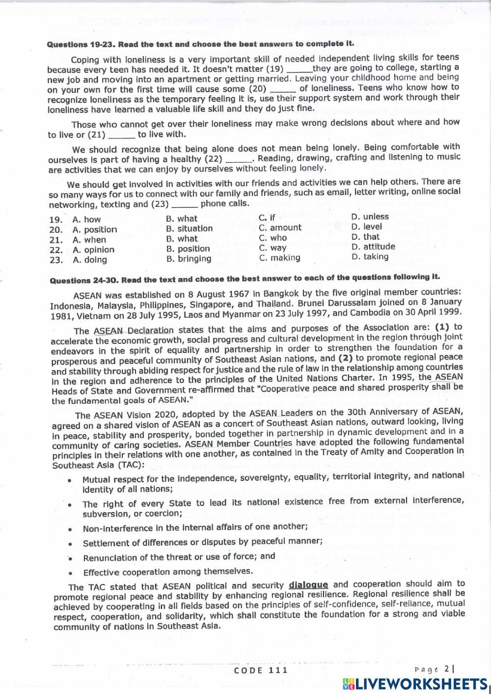 Y11 Final term 1 test QTDD
