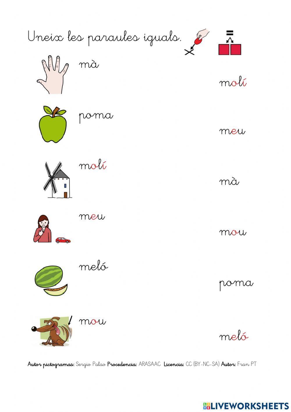 Llegir paraules amb m.