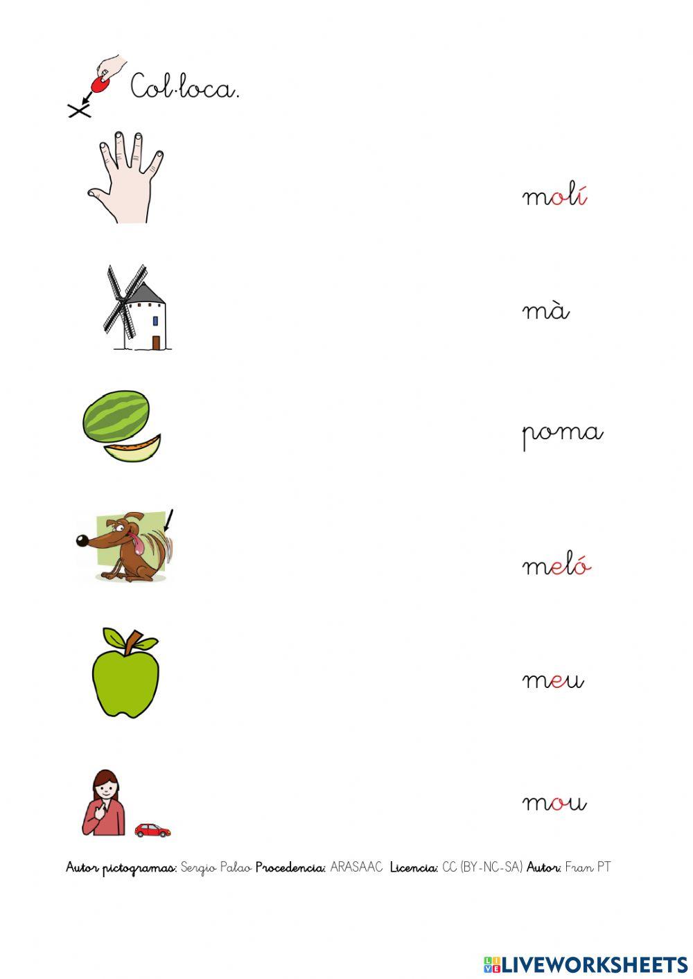 Llegir paraules amb m.