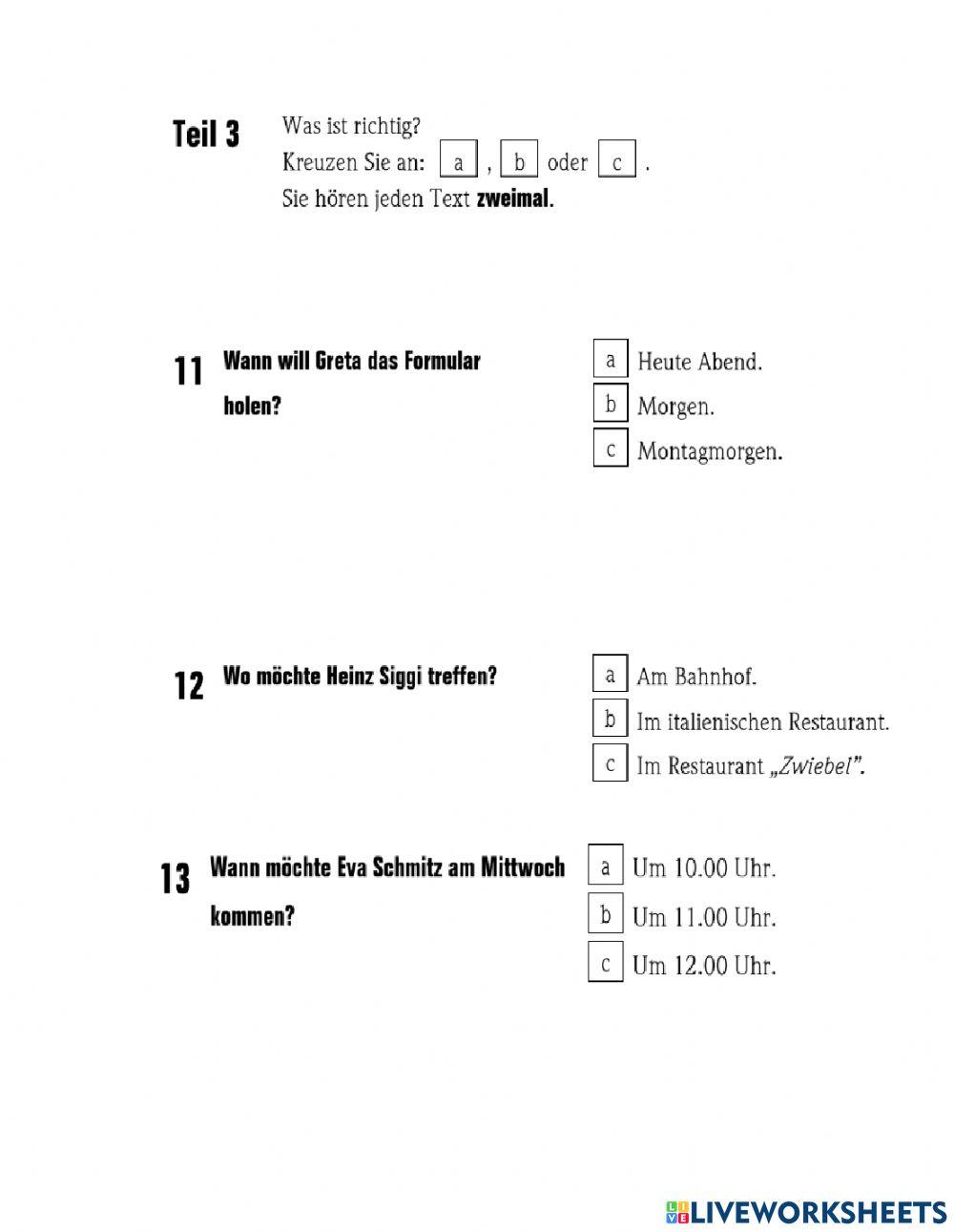 Start Deutsch 1 - Uebungssatz 2