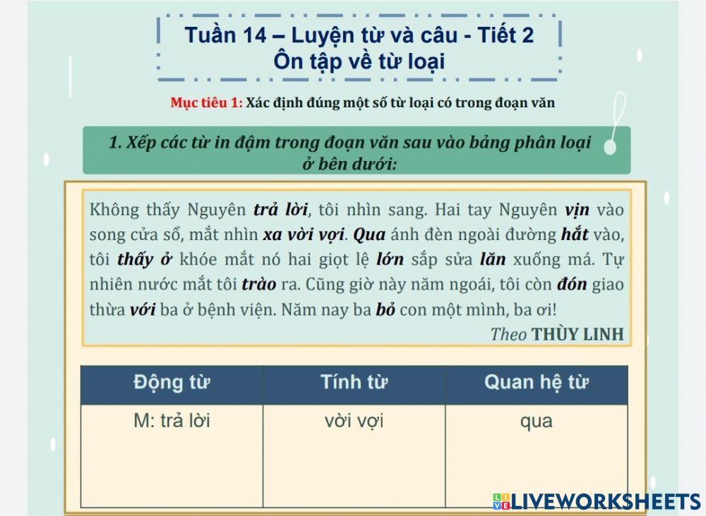 LTC: Ôn tập về từ loại (tiếp theo)