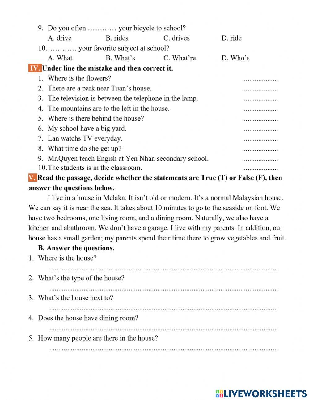 Grade 6 Term I TCG Test 2